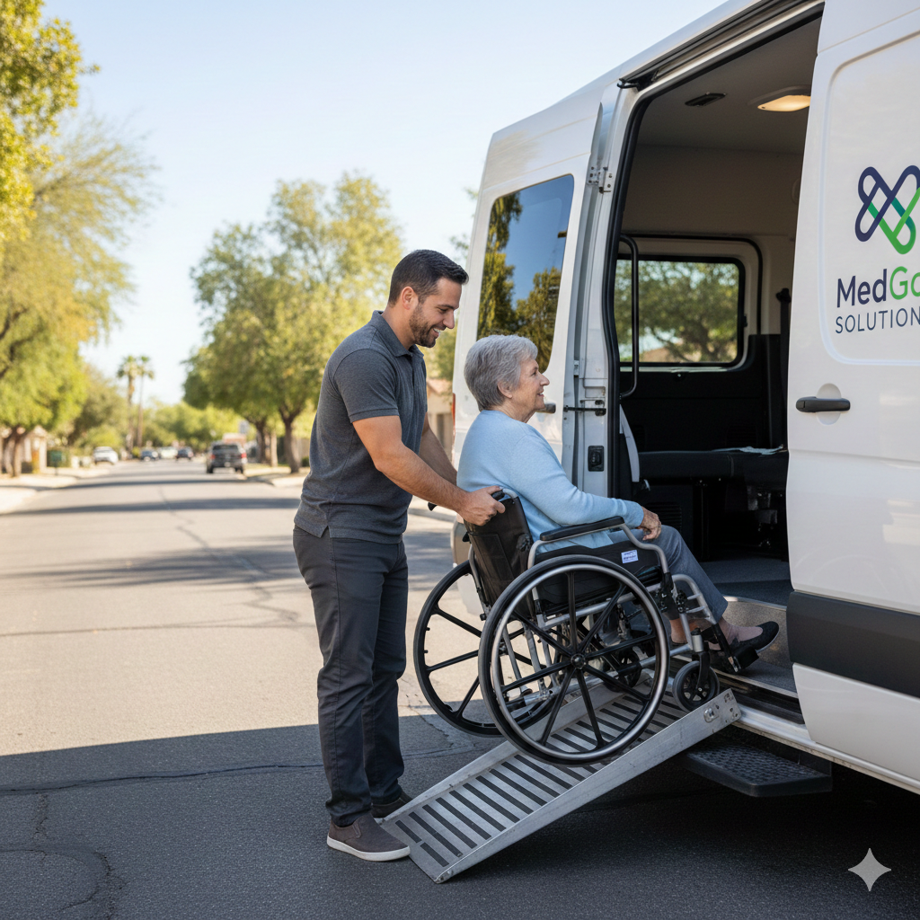 Professional medical transportation vehicle in Phoenix
